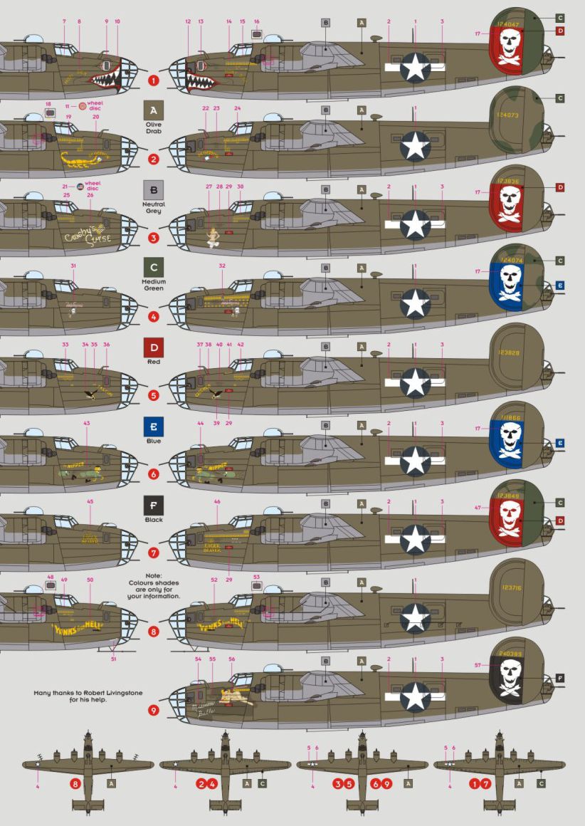 DK Decals DKD48052 1:48 Consolidated B-24D Liberator 90th BG The Jolly Rogers 1