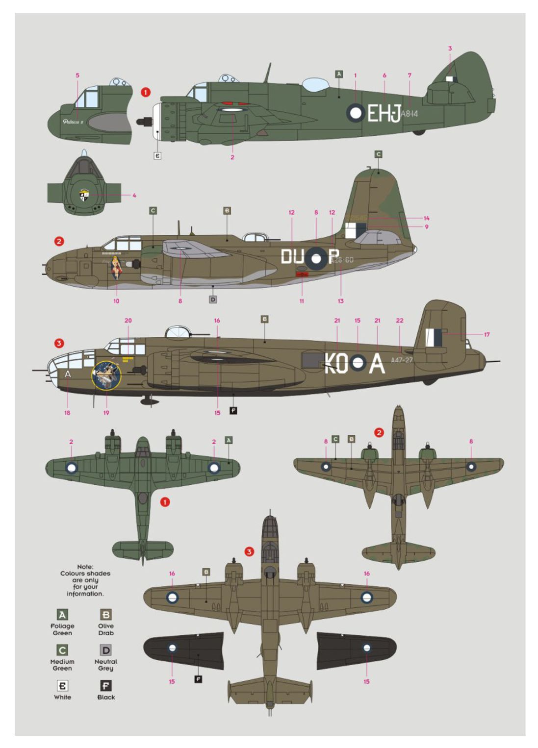 DK Decals DKD48055 1:48 WWII RAAF Twins Beaufighter/Boston/Mitchell