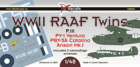 DK Decals DKD48056 1:48 WWII RAAF Twins Pt.3: Ventura, Anson, Catalina 1