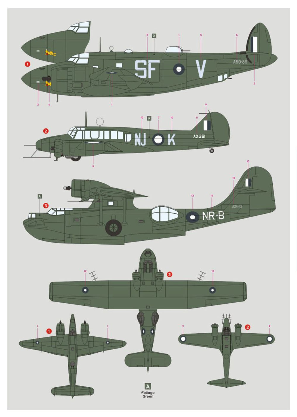 DK Decals DKD48056 1:48 WWII RAAF Twins Pt.3: Ventura, Anson, Catalina 1