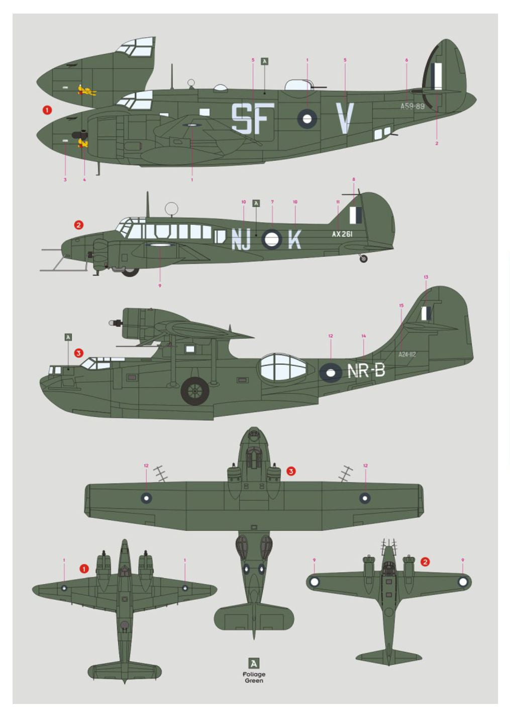 DK Decals DKD48056 1:48 WWII RAAF Twins Pt.3: Ventura, Anson, Catalina 1