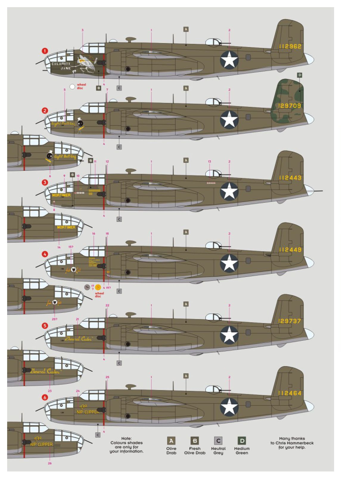 DK Decals DKD48066 1:48 B-25C/D Mitchell 'The Grim Reapers' 1942 1