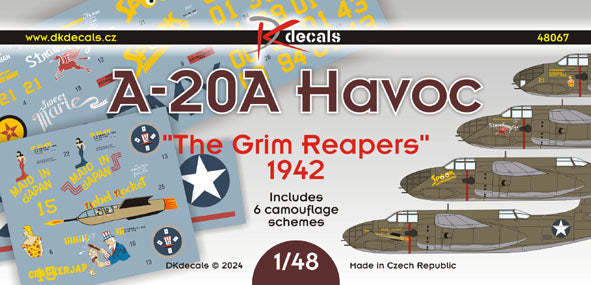 DK Decals DKD48067 1:48 Douglas A-20A Havoc 'The Grim Reapers' 1942 1
