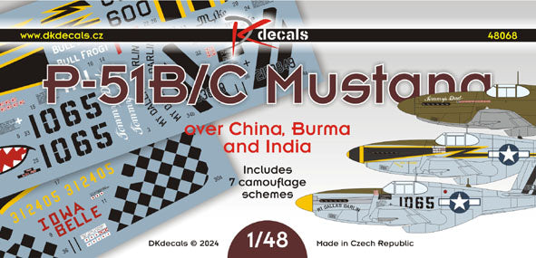 DK Decals DKD48068 1:48 P-51B/C Mustang over China, Burma and India