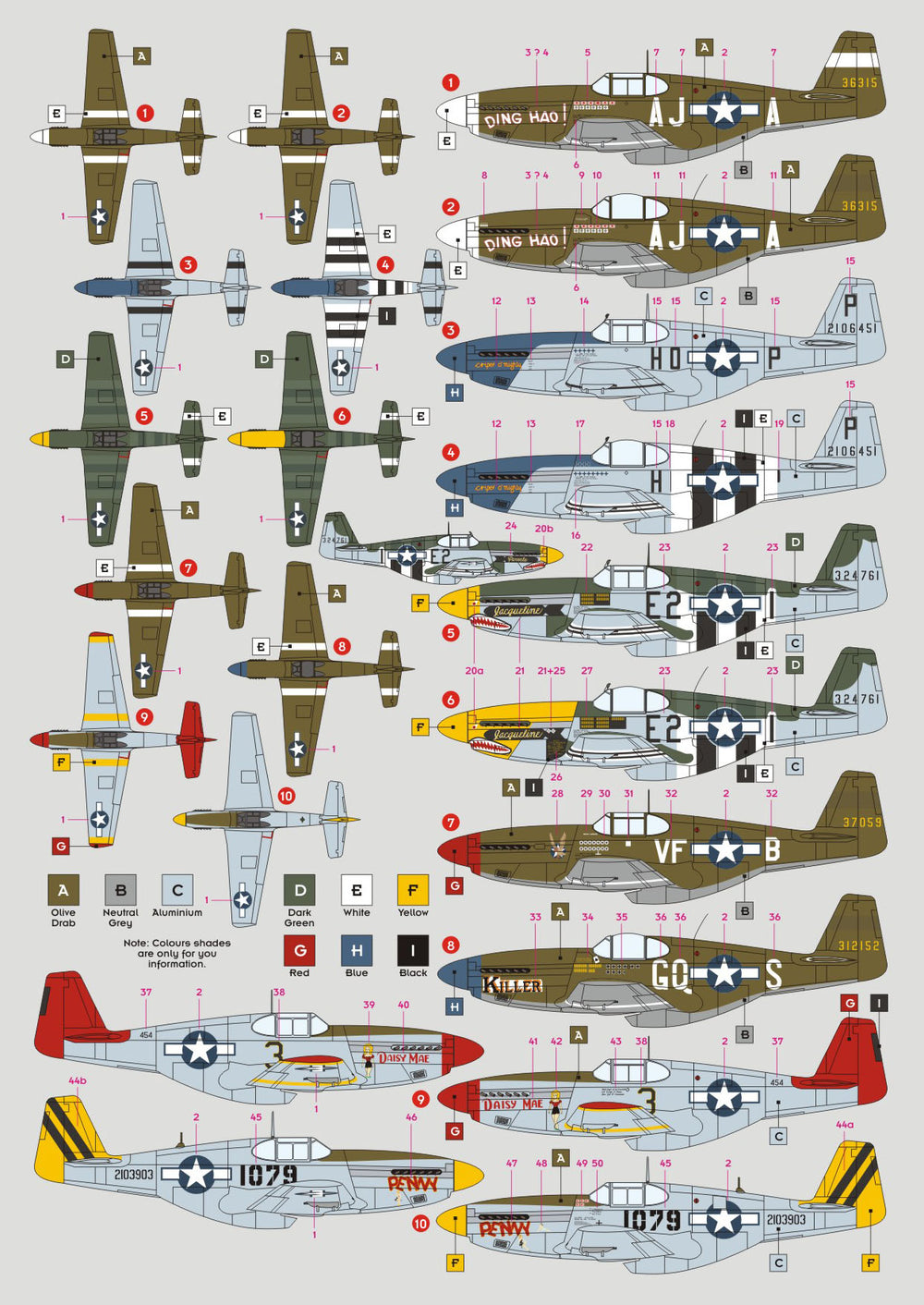 DK Decals DKD48069 1:48 North-American P-51B Mustang, Pt.1 1