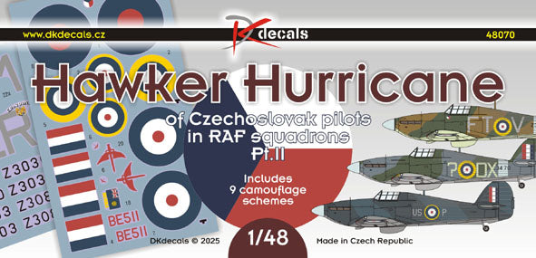 DK Decals DKD48070 1:48 Hawker Hurricane Czech Pilots RAF Pt.2