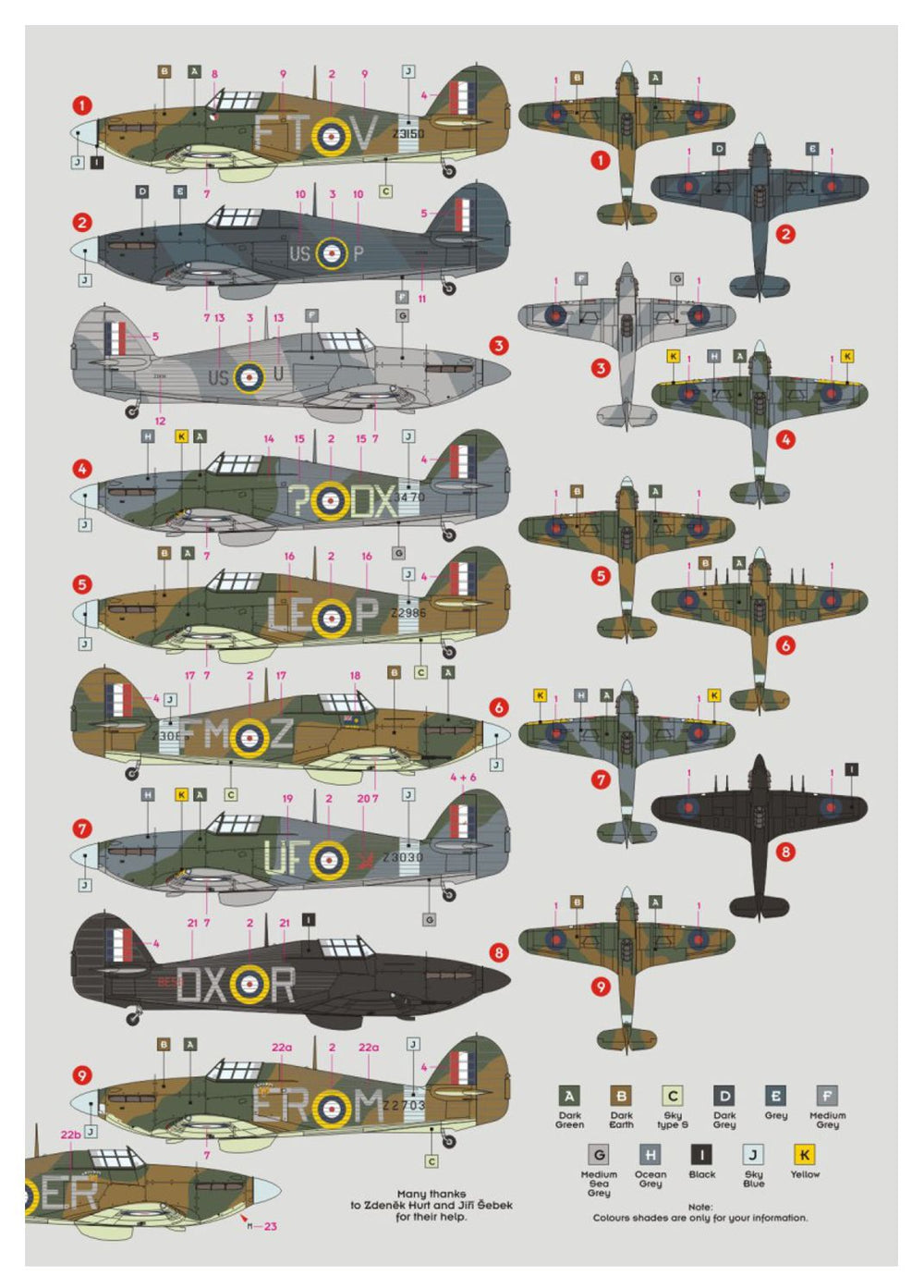 DK Decals DKD48070 1:48 Hawker Hurricane Czech Pilots RAF Pt.2