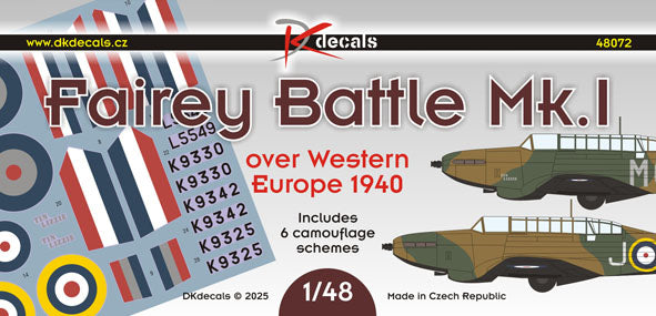 DK Decals DKD48072 1:48 Fairey Battle Mk.I 1