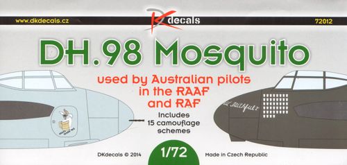 DK Decals DKD72012 1:72 DH Mosquito Australian Pilots RAAF/RAF
