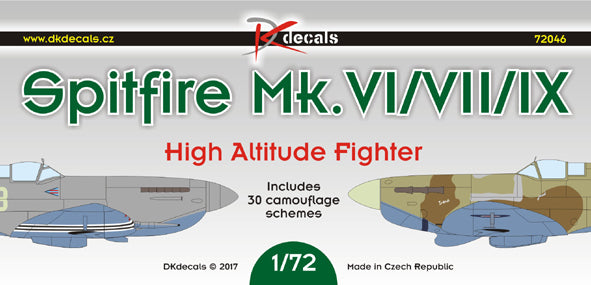 DK Decals DKD72046 1:72 Spitfire Mk.VI/Mk.VII/Mk.IX High Altitude Fighter