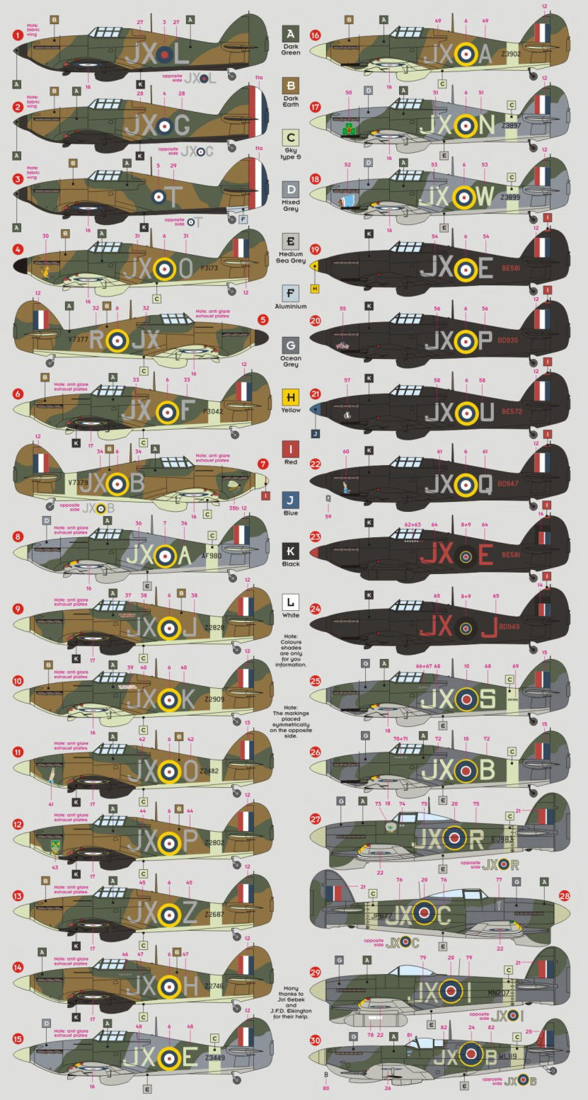 DK Decals DKD72059 1:72 No.1 Sq RAF WWII Hurricane/Typhoon/Spitfire