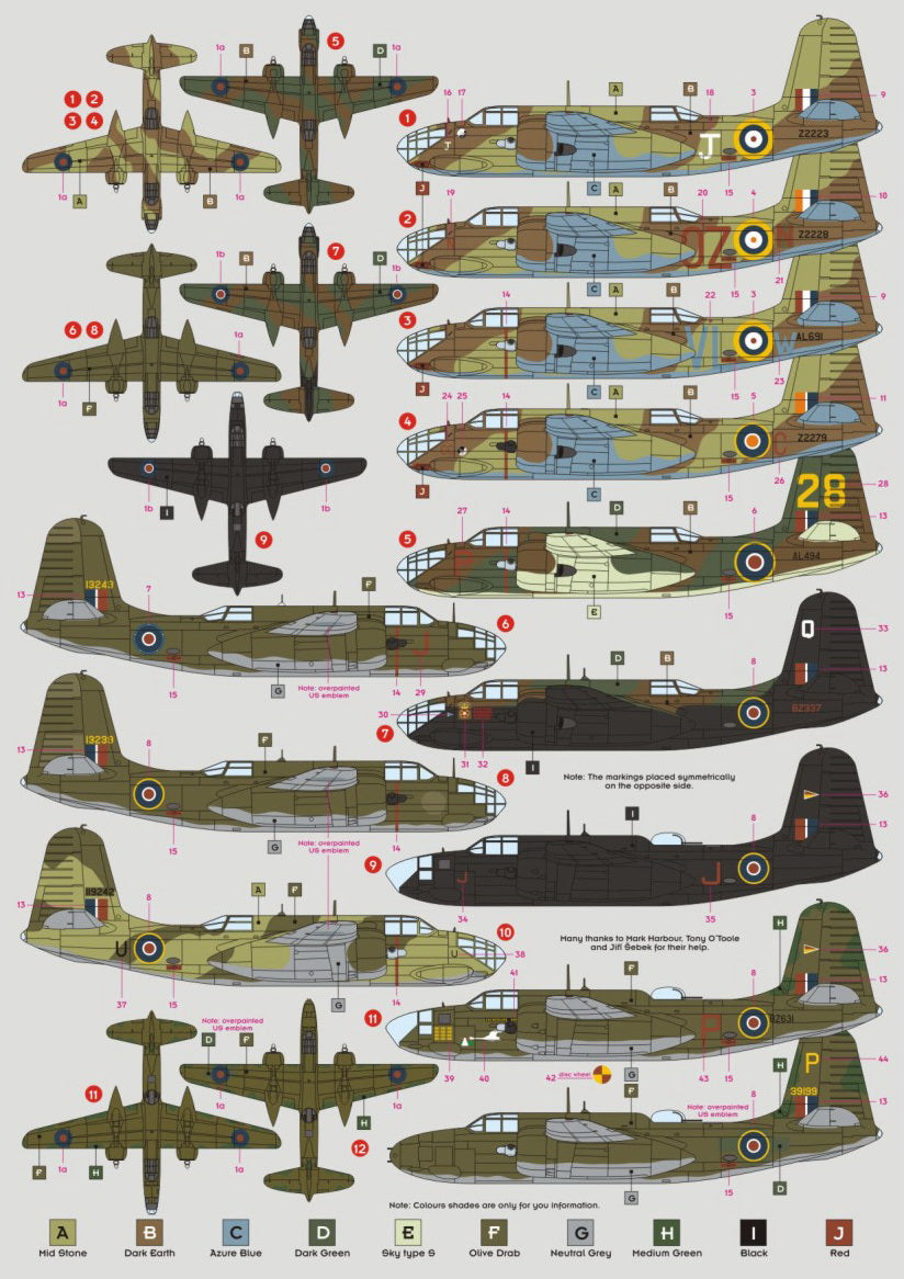 DK Decals DKD72064 1:72 Douglas Boston Mk.III/V RAF/SAAF Service