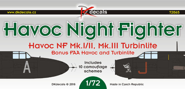 DK Decals DKD72065 1:72 Douglas Boston/Havoc Night Fighters 1
