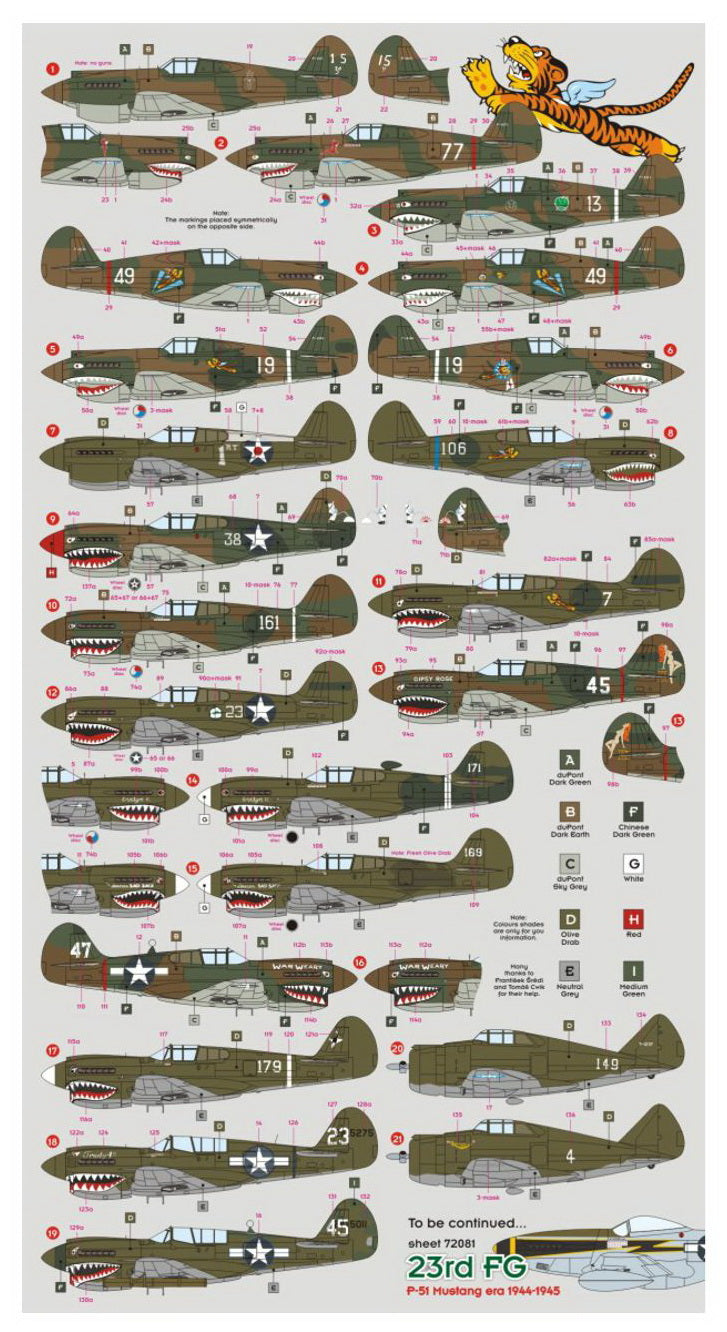 DK Decals DKD72072 1:72 Re-print! AVG/23rd FG