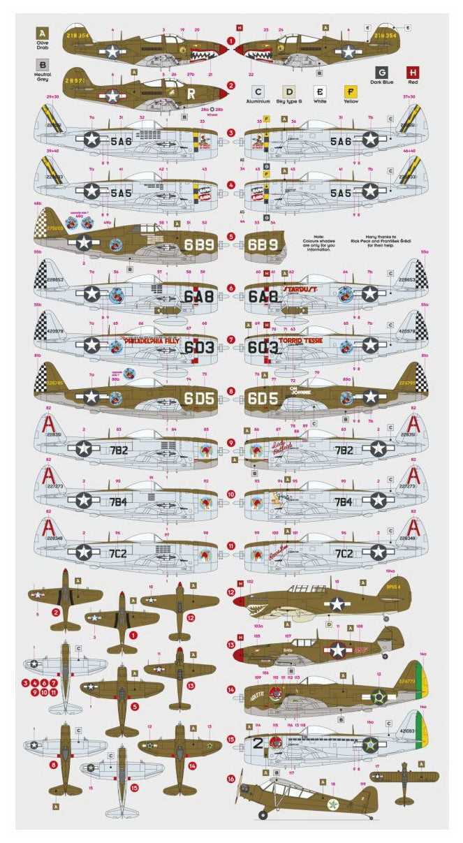 DK Decals DKD72073 1:72 350th Fighter Group P-39 & P-47 Africa/Italy
