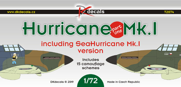 DK Decals DKD72074 1:72 Hawker Hurricane/Sea Hurricane Mk.I, Pt.1 1