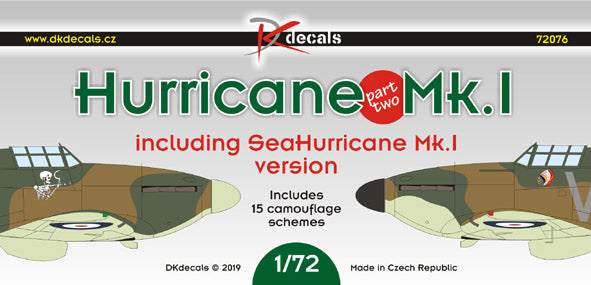 DK Decals DKD72076 1:72 Hawker Hurricane/Sea Hurricane Mk.I, Pt.2 1
