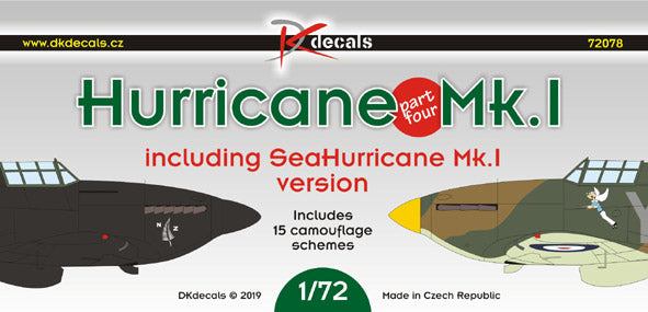 DK Decals DKD72078 1:72 Hawker Hurricane/Sea Hurricane Mk.I, Pt.4 1
