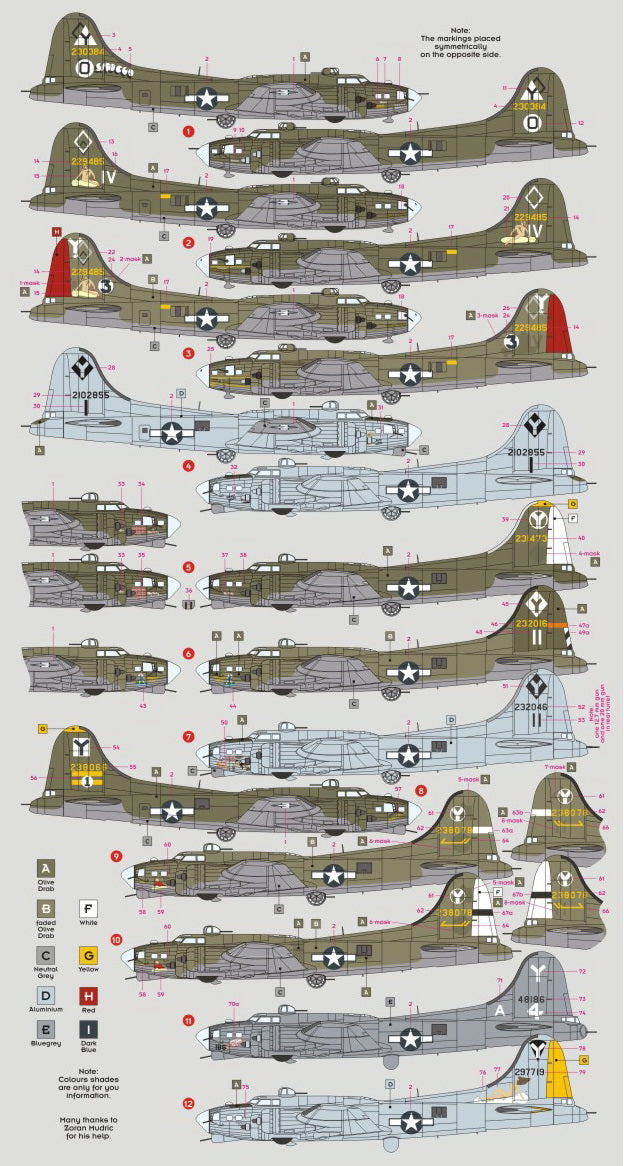 DK Decals DKD72089 1:72 Boeing B-17F/B-17G Flying Fortress 15th Air Force 1
