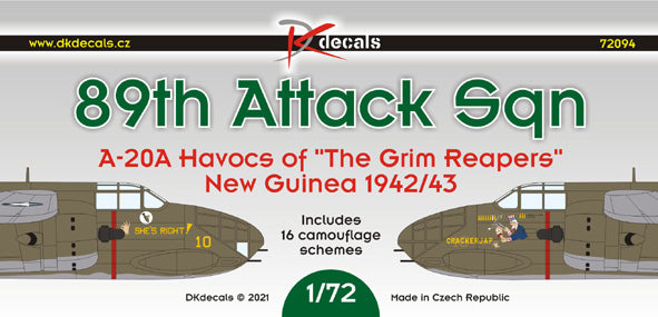 DK Decals DKD72094 1:72 89th Attack Sq
