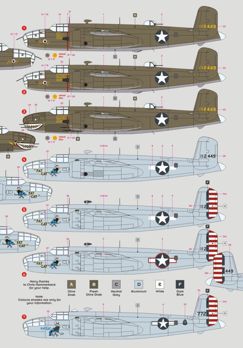 DK Decals DKD72102 1:72 North-American B-25C Mitchell "Fat Cat" as time went on