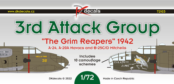 DK Decals DKD72103 1:72 3rd Attack Group "The Grim Reapers" 1942 1