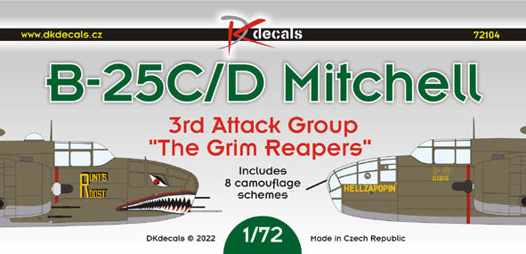 DK Decals DKD72104 1:72 B-25C/D Mitchell 3rd AG "The Grim Reapers" 1
