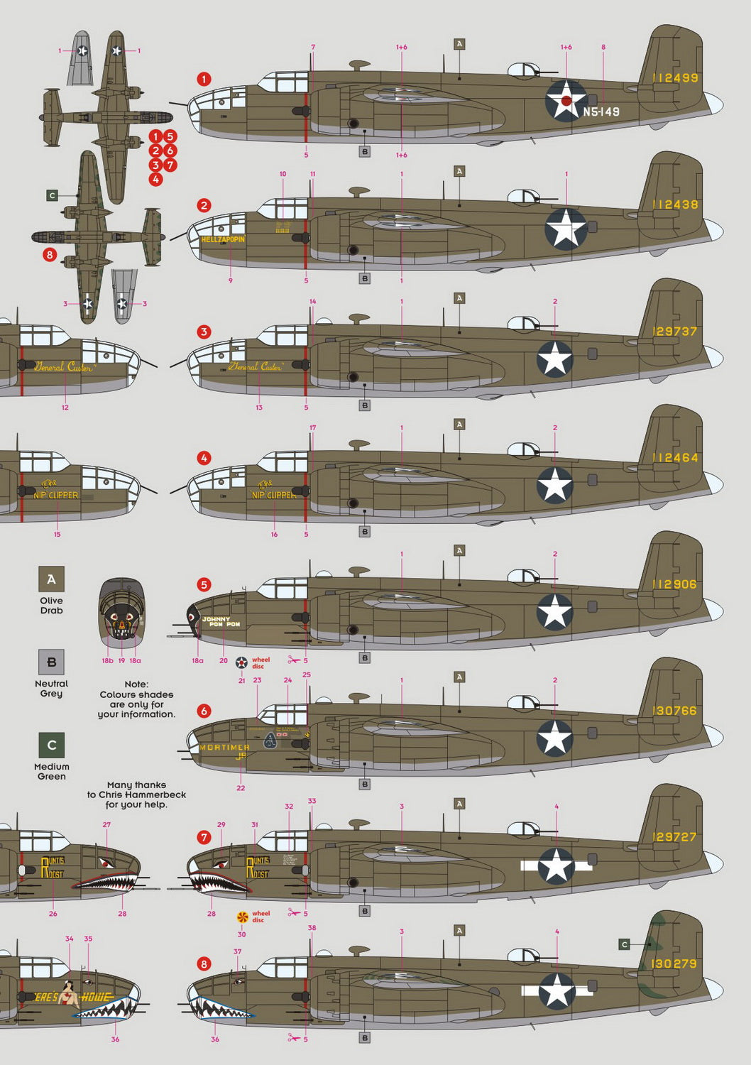 DK Decals DKD72104 1:72 B-25C/D Mitchell 3rd AG "The Grim Reapers" 1