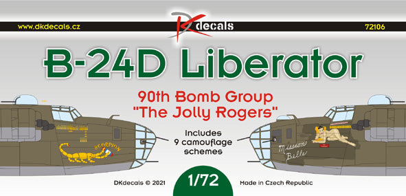 DK Decals DKD72106 1:72 Consolidated B-24D Liberator 90th BG The Jolly Rogers 1