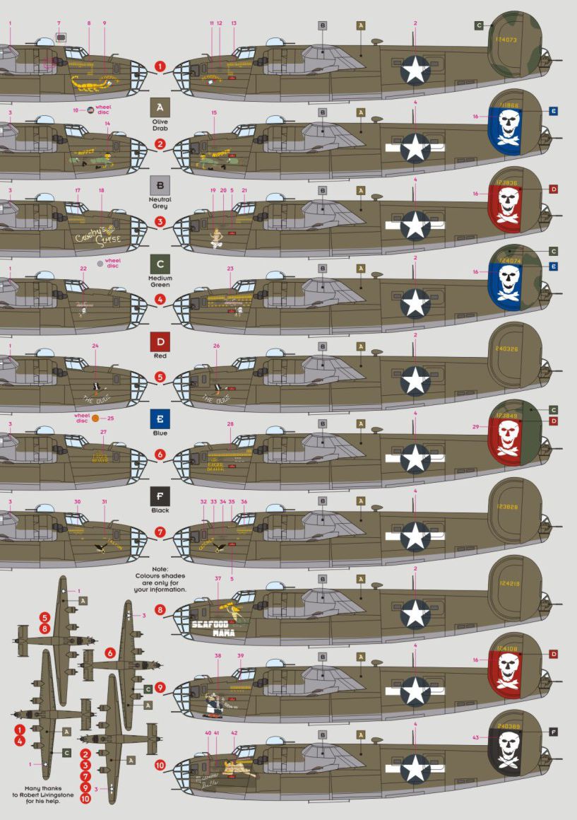 DK Decals DKD72106 1:72 Consolidated B-24D Liberator 90th BG The Jolly Rogers 1