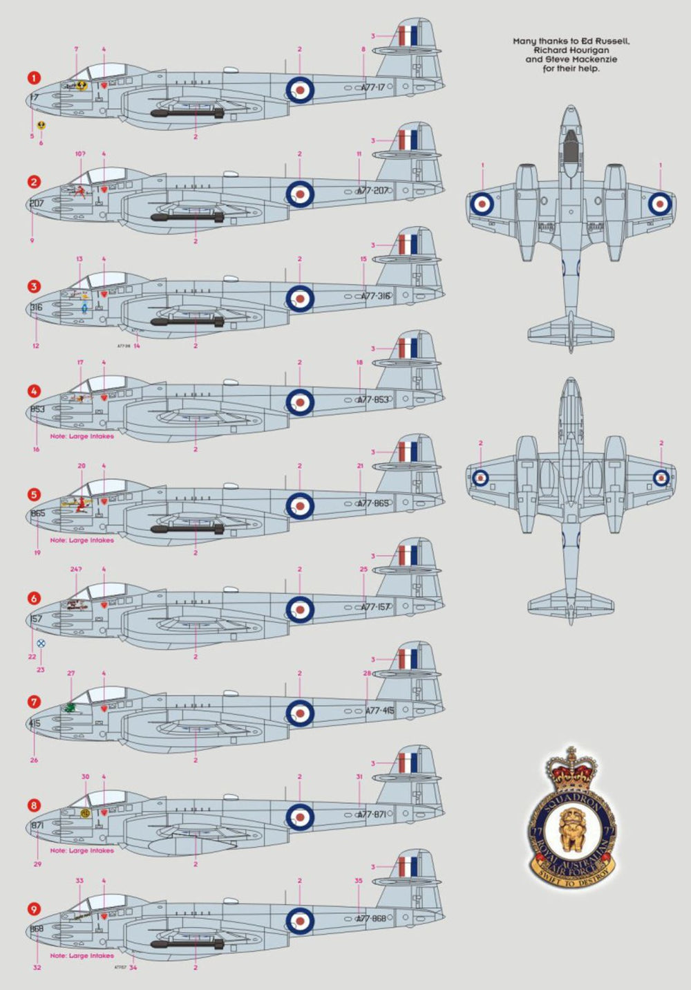 DK Decals DKD72109 1:72 RAAF Meteor Mk.8s RAAF Meteor Mk.8s 1
