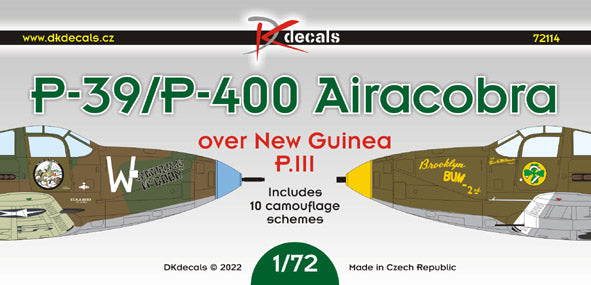 DK Decals DKD72114 1:72 Bell P-39/P-400 Airacobra over New Guinea, Pt.3 1