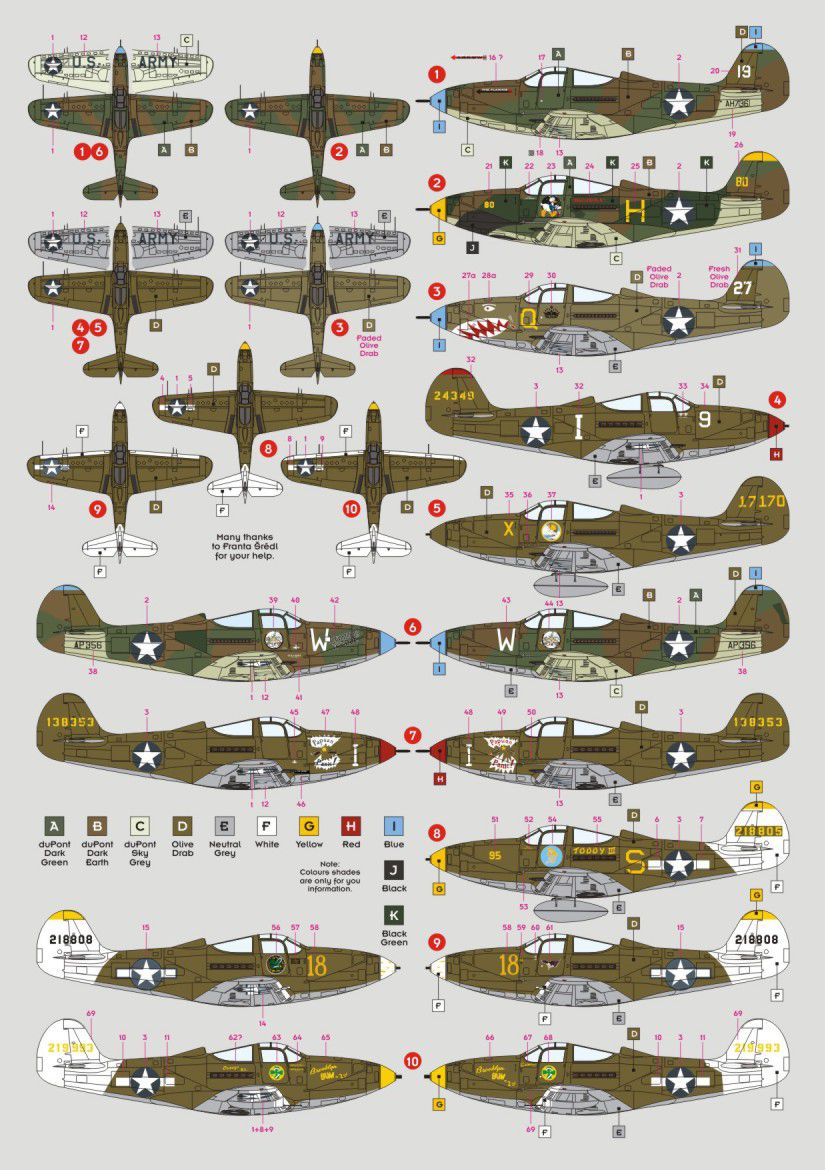 DK Decals DKD72114 1:72 Bell P-39/P-400 Airacobra over New Guinea, Pt.3 1