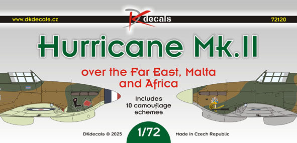 DK Decals DKD72120 1:72 Hawker Hurricane Mk.II over the Far East Malta & Africa