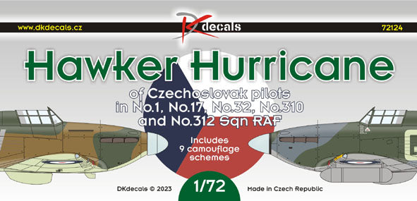 DK Decals DKD72124 1:72 Hawker Hurricanes of Czechoslovak pilots