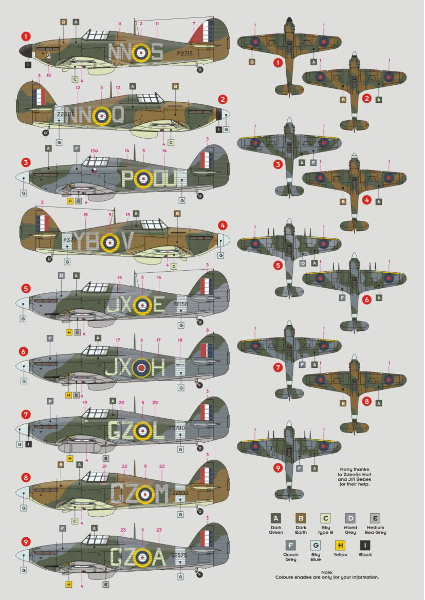 DK Decals DKD72124 1:72 Hawker Hurricanes of Czechoslovak pilots