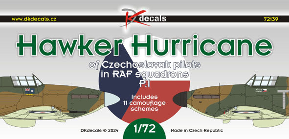 DK Decals DKD72139 1:72 Hawker Hurricane of Cz