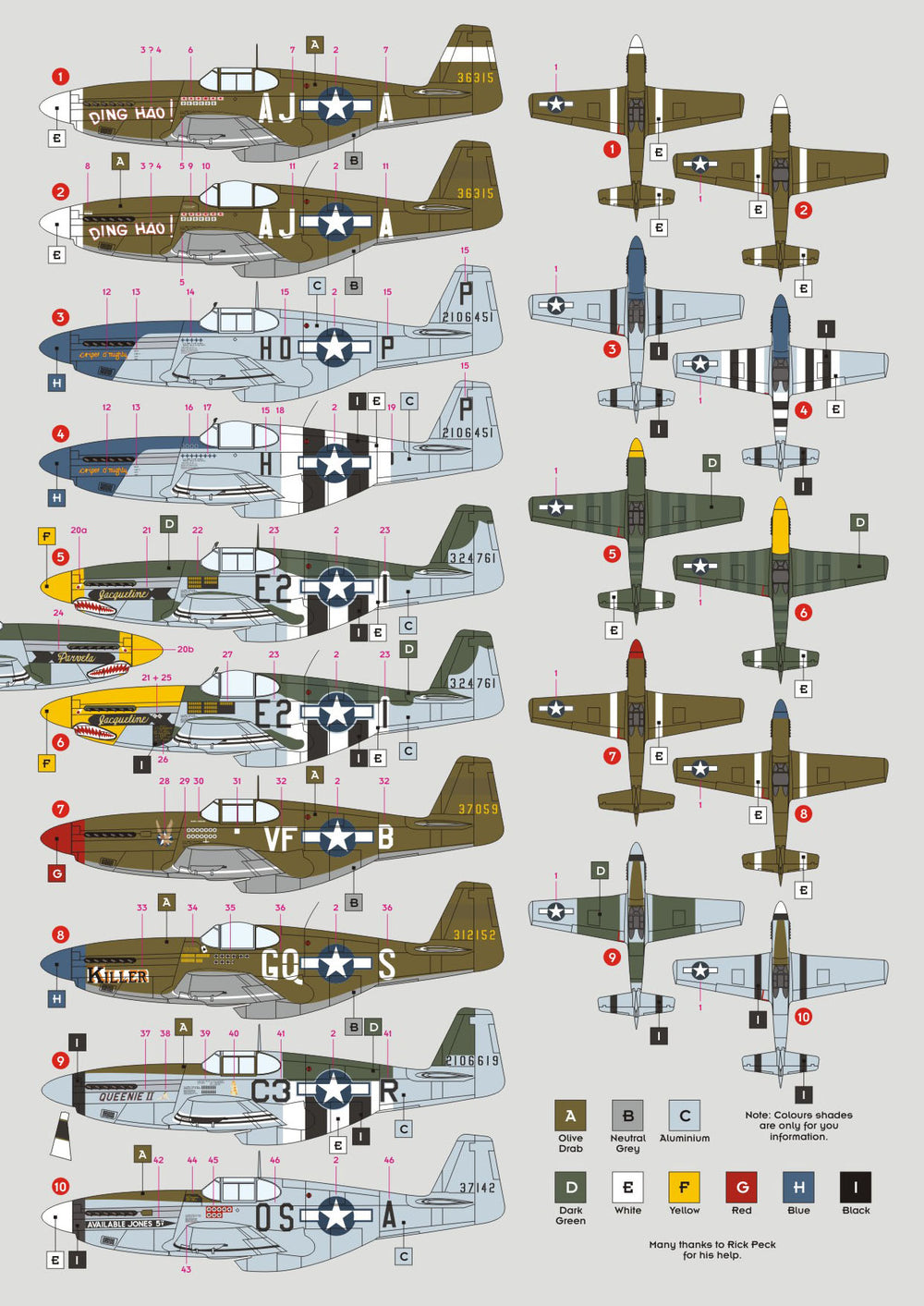 DK Decals DKD72142 1:72 North-American P-51B Mustang, Pt.1 1