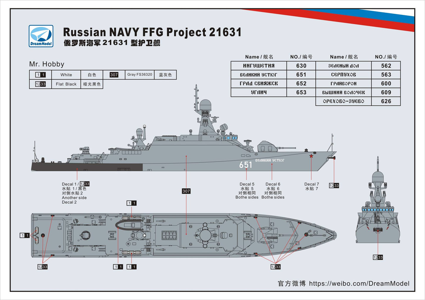 Dream Model DM700014 1:700 Russian Navy FFG Project 21631 + 3D Parts
