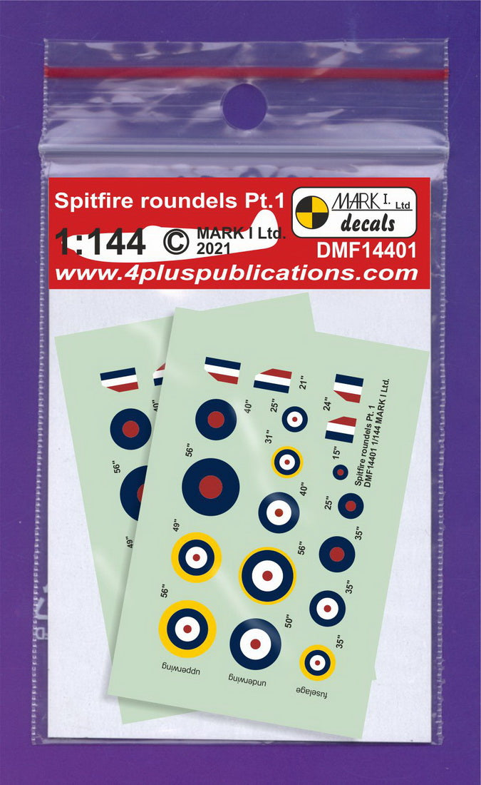 Mark I DMF14401 1:144 Spitfire Roundels & Fin Flashes Pt.1 Type A