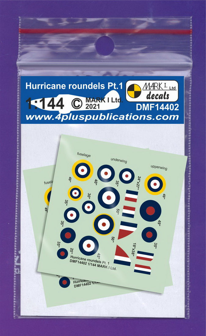 Mark I DMF14402 1:144 Hurricane Roundels & Fin Flashes Pt.1 Type A