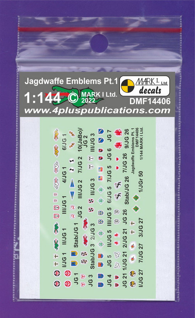 Mark I DMF14406 1:144 Jagdwaffe Emblems Pt.1 JG 1/JG 2 Decals