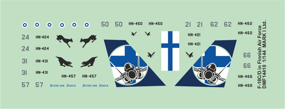 Mark I DMF14410 1:144 F/A-18C/D Hornet Finnish Air Force Decals