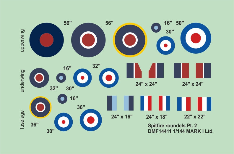 Mark I DMF14411 1:144 Spitfire Roundels & Fin Flashes Pt.2 Type B