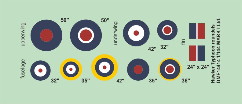 Mark I DMF14414 1:144 Typhoon Roundels & Fin Flashes Type A