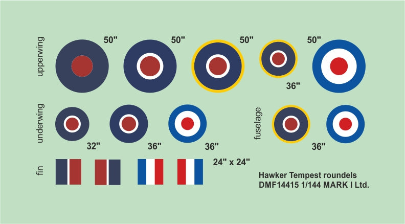 Mark I DMF14415 1:144 Tempest Roundels & Fin Flashes Type B