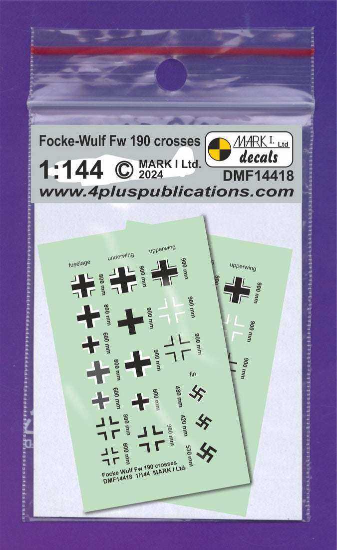 Mark I DMF14418 1:144 Fw-190 Crosses & Swastikas Decal Set