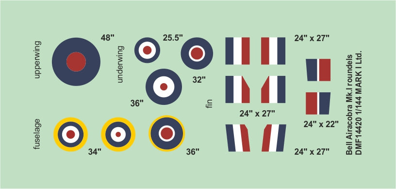 Mark I DMF14420 1:144 RAF Airacobra Roundels & Fin Flashes Type A