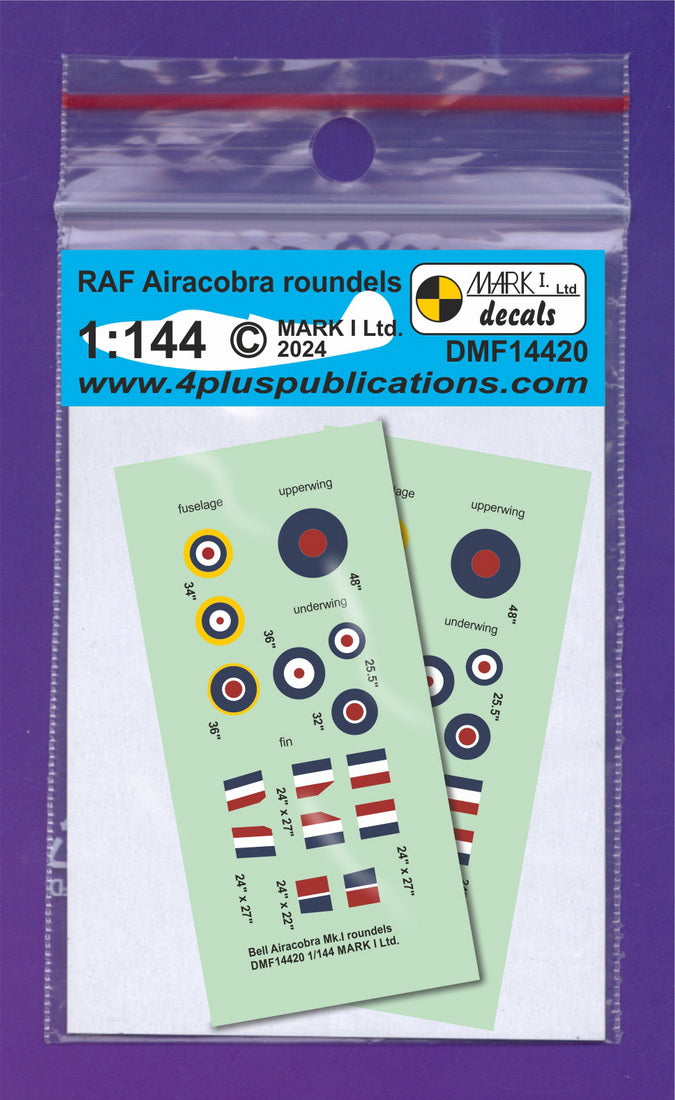 Mark I DMF14420 1:144 RAF Airacobra Roundels & Fin Flashes Type A