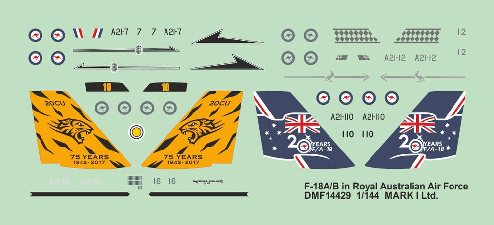 Mark I DMF14429 1:144 F-18 RAAF Williamtown/Tindal AB Decals